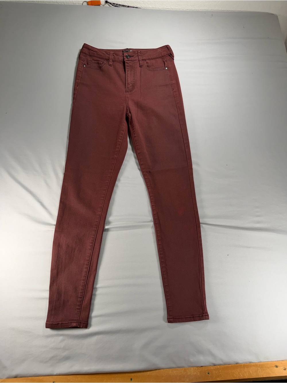 Fashion Nova Burgundy Skinny Jeans Size 7/28 Maroon Stretch High Rise #1069